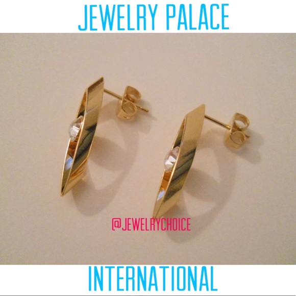 🆕14K Gold Filled Crystal Long Oval Shape Post Earrings - Picture 9 of 12